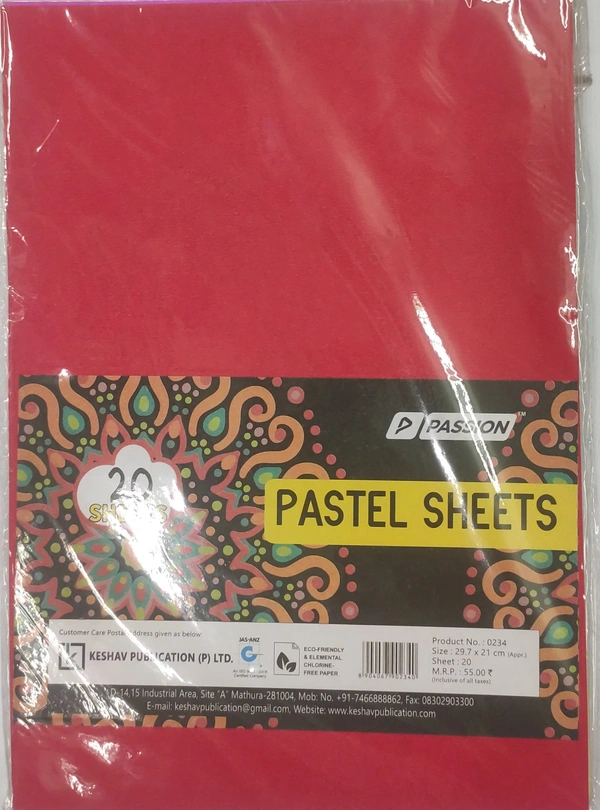 Pastel Sheets A4 size, Assorted