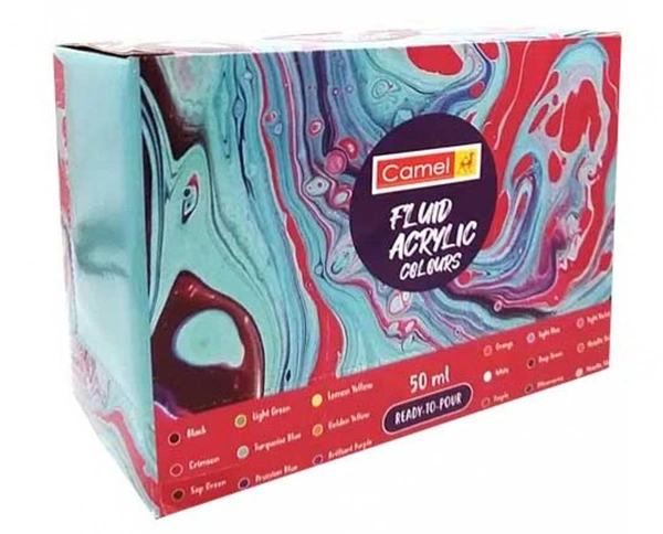 Camel Fluid Acrylic Colours – Ready To Pour 18 Shades