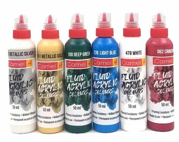 Camel Fluid Acrylic Colours – Ready To Pour 18 Shades