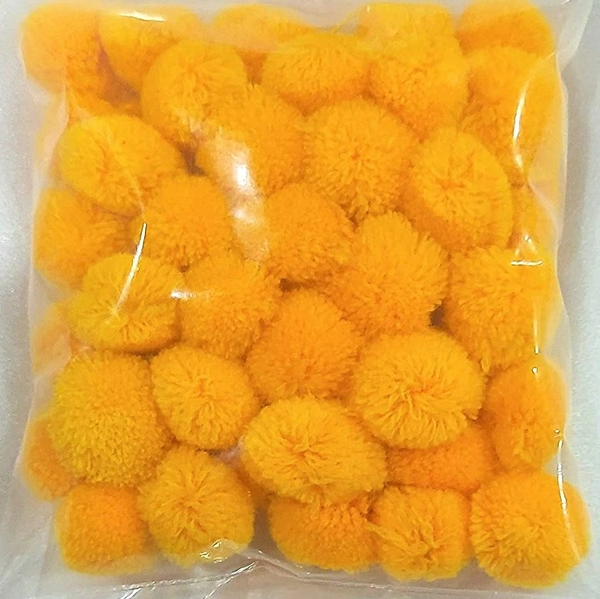 Multi Colored Pom Pom Balls for Arts,Craft and Handicrafts - yellow