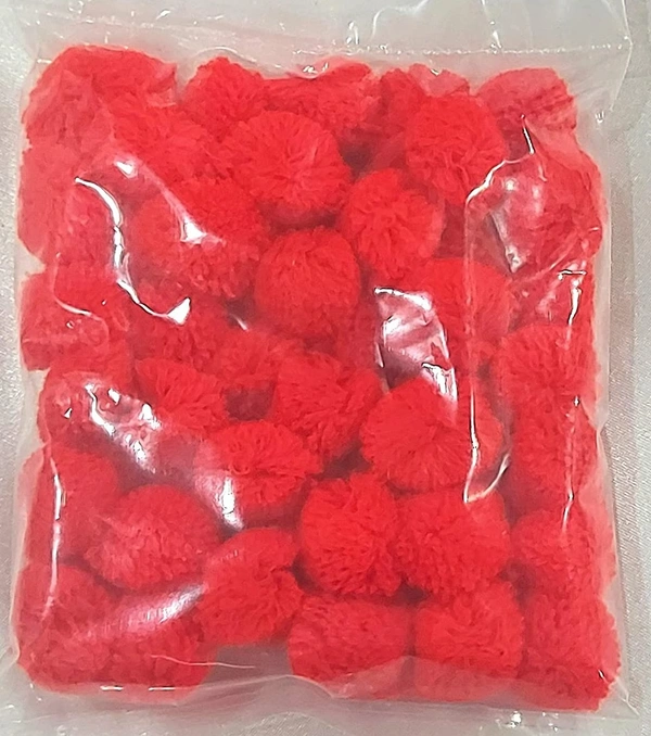 Multi Colored Pom Pom Balls for Arts,Craft and Handicrafts - red