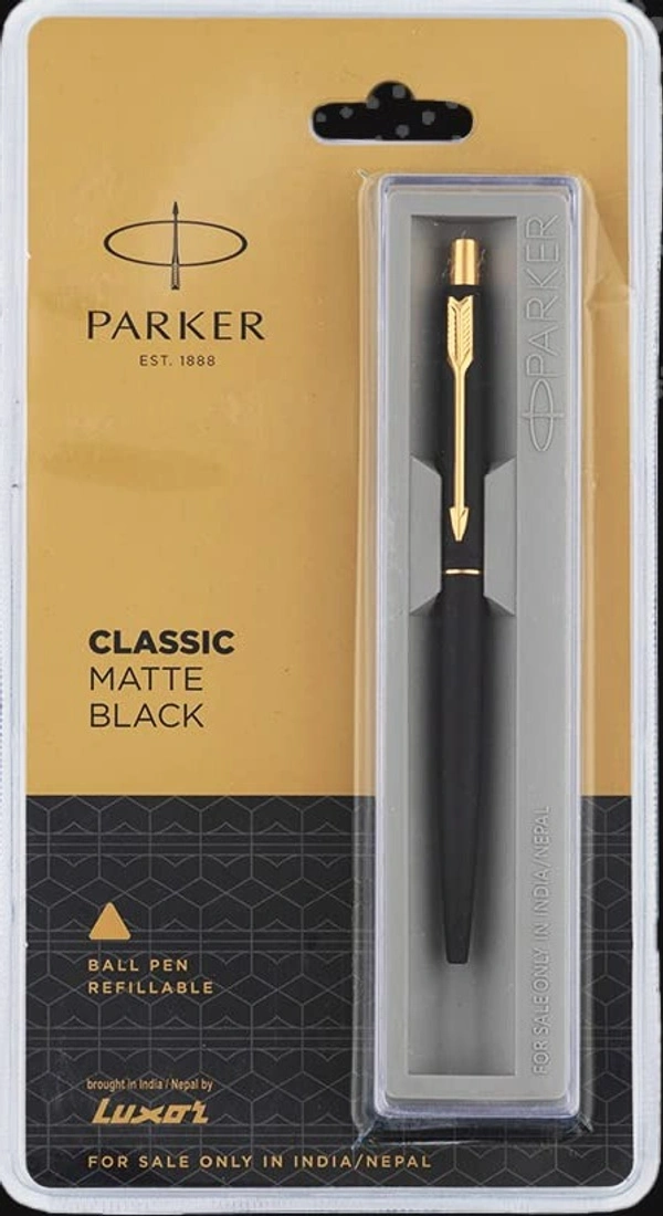 Parker Classic Matte Black GT Ball Pen - blue, gold trim