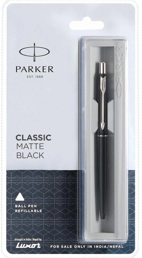Parker Classic Matte Black GT Ball Pen - blue, chrome trim