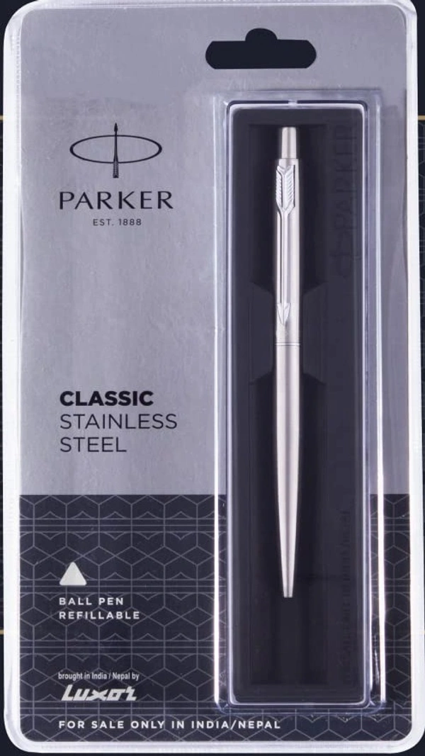 Parker Classic Stainless Steel GT Ball Pen - blue, chrome trim