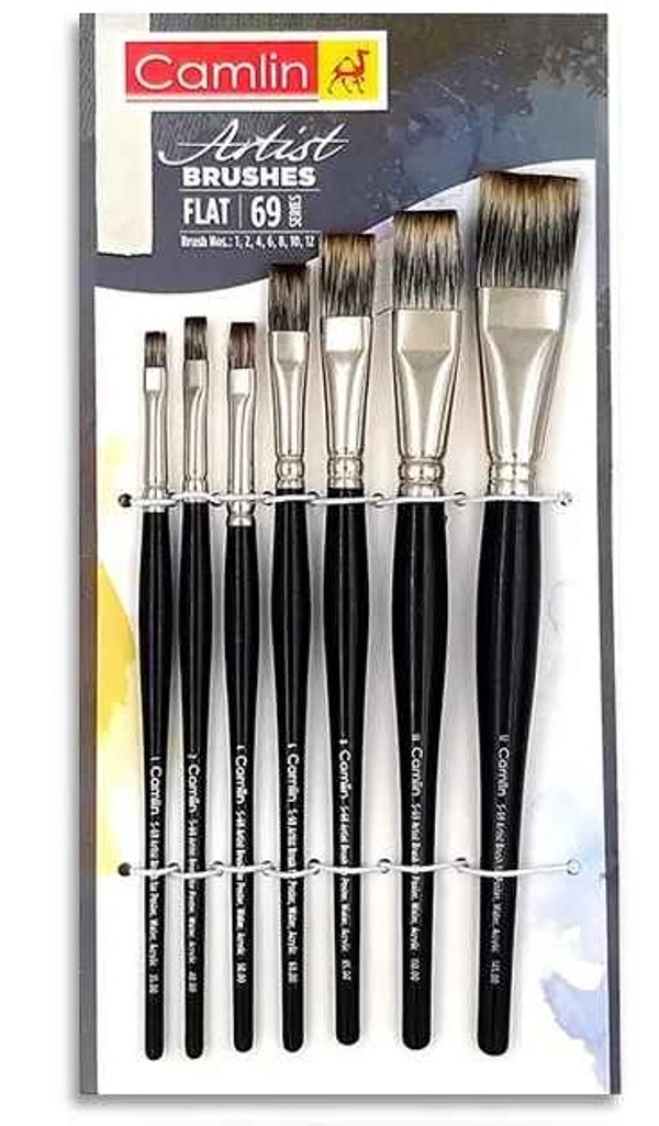 Camlin Artist Flat Brush Set, Series 69 – Set of 7