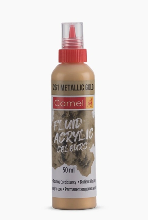Camel Fluid Acrylic Colours 50ml - Metallic Gold