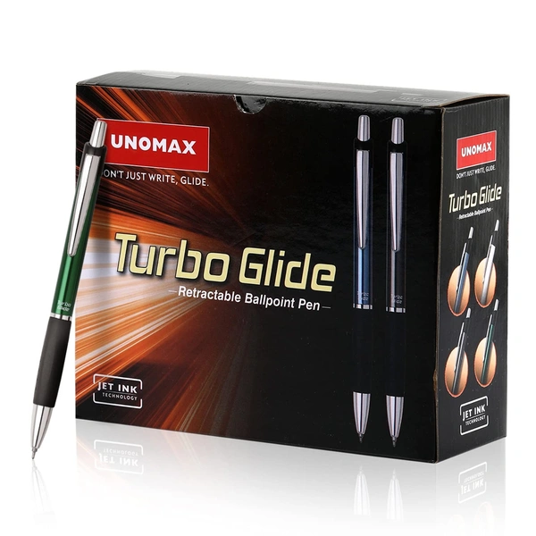 Unomax Turbo Glide Ball Point Pen - Blue, Assorted