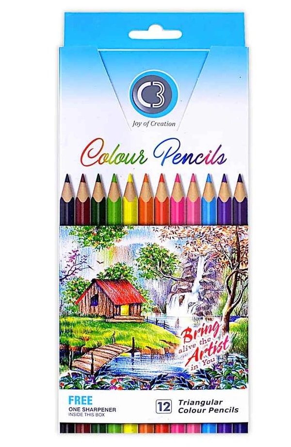 C3 Triangular Colored Pencils Box
