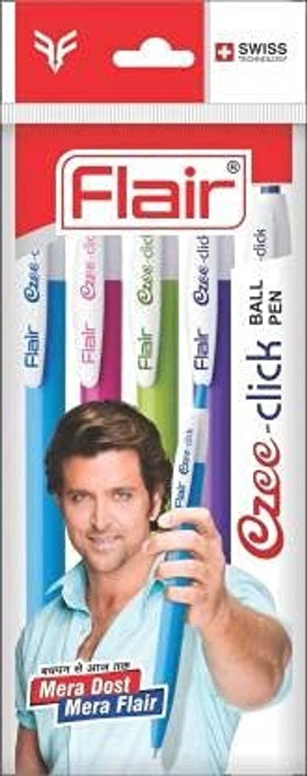 FLAIR EZEE CLICK BALL PEN - Blue