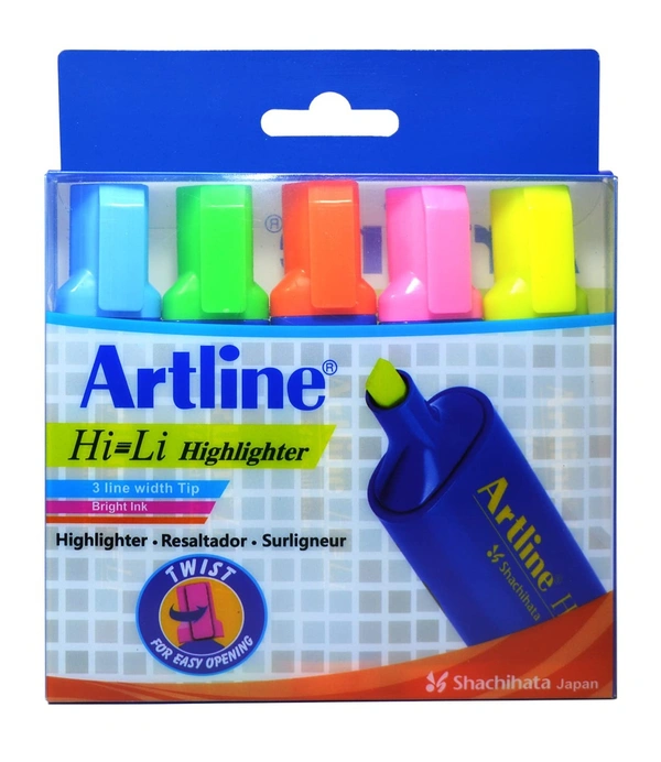 Artline Hi=Li Highlighter - Set Of 5.