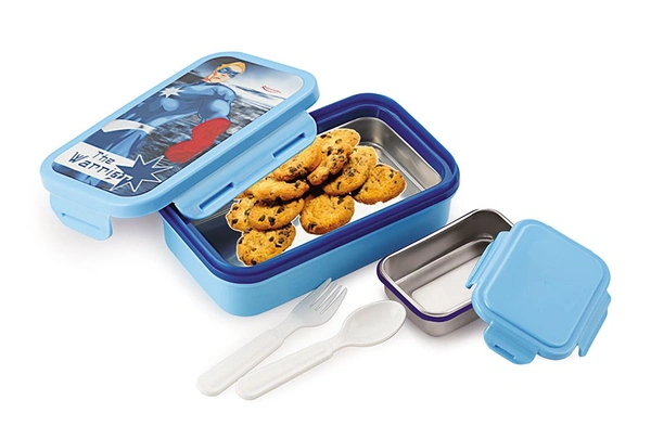 Rishab MUNCH MAGIC ROYAL Steel Insulated Tiffin Box / Lunch Box, Girls Collection - Light Blue