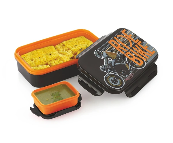 Rishab CRUNCH DELUXE Insulated Tiffin Box / Lunch Box, Sports - Small, Black