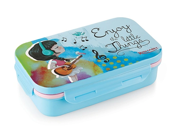Rishab CRUNCH DELUXE Insulated Tiffin Box / Lunch Box, Girls Collection - Small, Light Blue