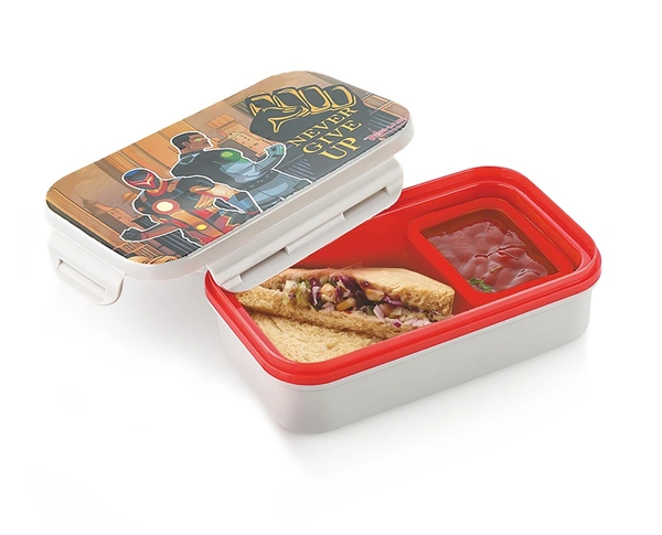 Rishab CRUNCH DELUXE Insulated Tiffin Box / Lunch Box, Boys Collection - Small, Gray White