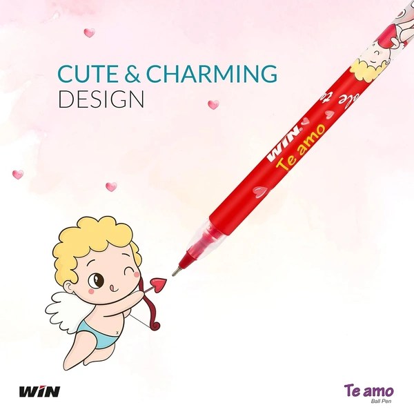 Win Te Amo Ball Pens 0.7mm Tip - Red