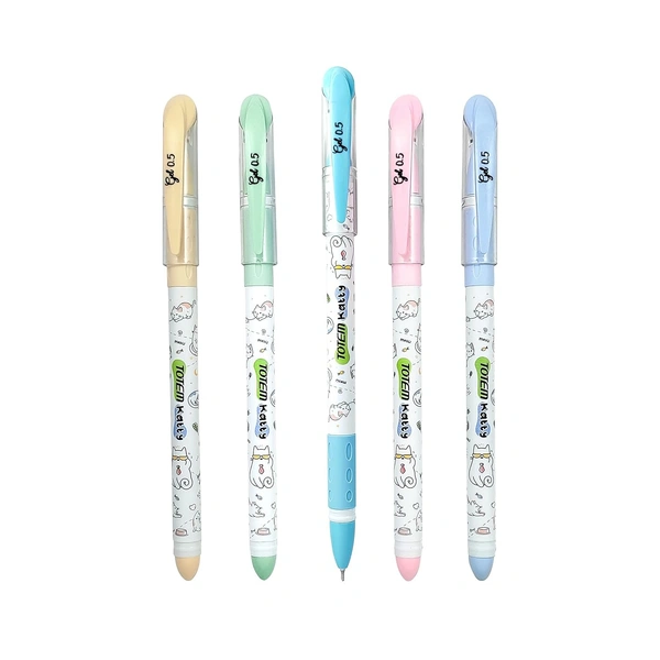 Totem Katty Gel Pens | 0.5 mm Tip - Pack of 10., Blue
