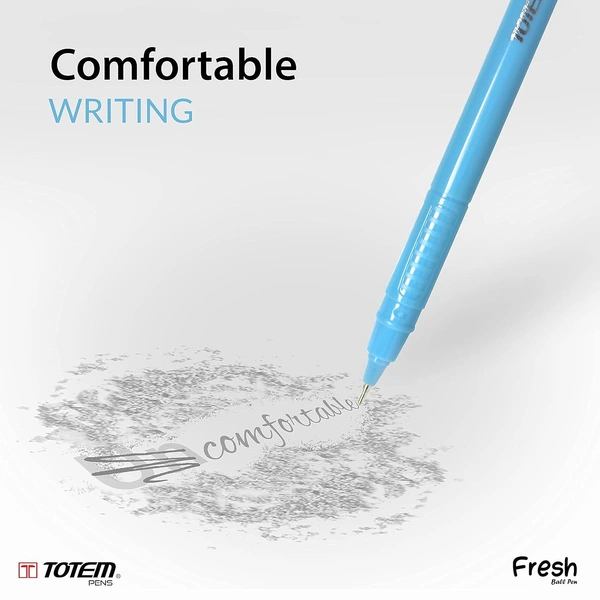 Totem Fresh Ball Pens 0.7mm Tip - 5 Pcs Pouch, Blue