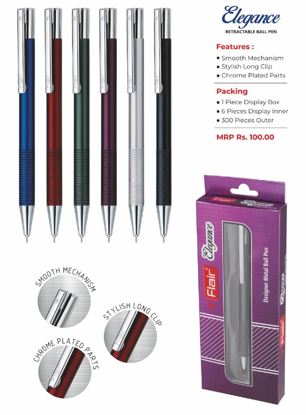Flair Elegance Designer Metal Ball Pen - Red, Blue