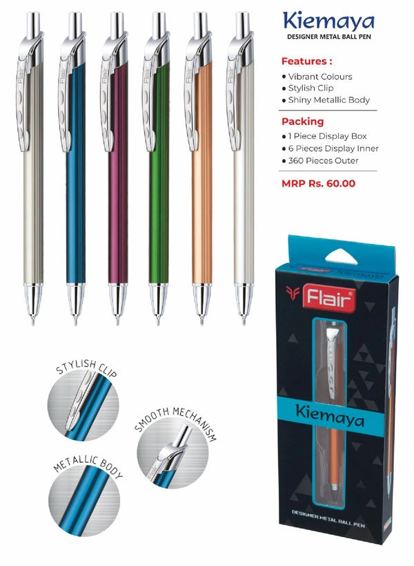 Flair kiemaya designer metal ball pen - Assorted, Blue