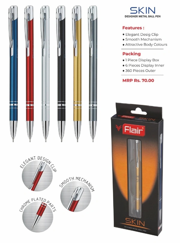 Flair skin designer metal ball pen - Assorted, Blue
