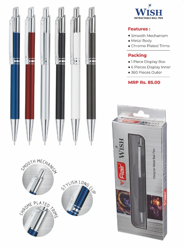Flair Wish Designer Metal Ball Pen - Assorted, Blue