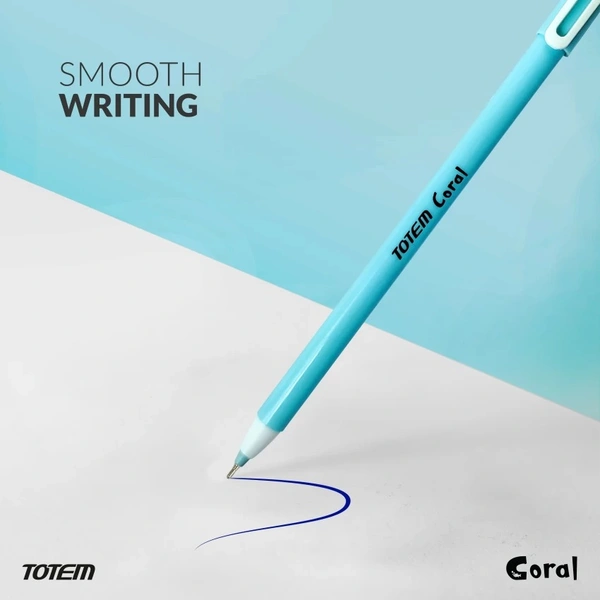 TOTEM Coral Pastel Body Colour Ball Pen - 5 Pcs Pouch, Blue