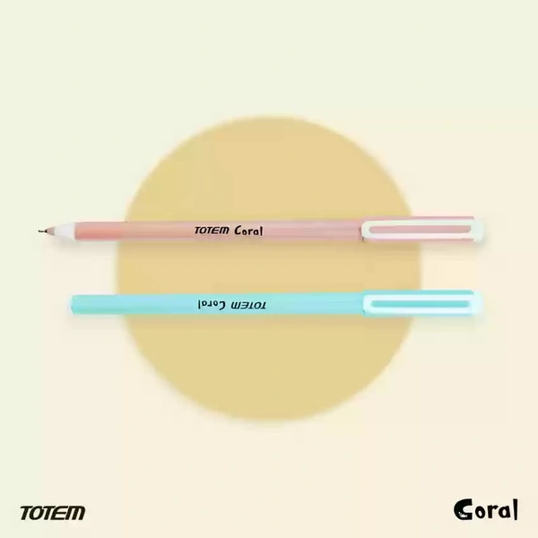 TOTEM Coral Pastel Body Colour Ball Pen - 5 Pcs Pouch, Blue
