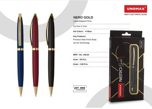 UNOMAX NERO GOLD Metal Ball Point Pens - Deep Royal Blue, Blue