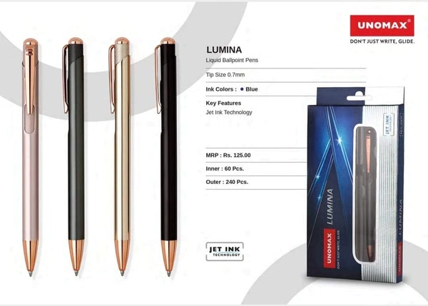 UNOMAX LUMINA Metal Ball Point Pens 0.7 mm - Steel Gray, Blue