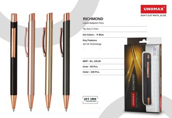 UNOMAX RICHMOND Metal Ball Point Pens 0.7 mm - Steel Gray, Blue
