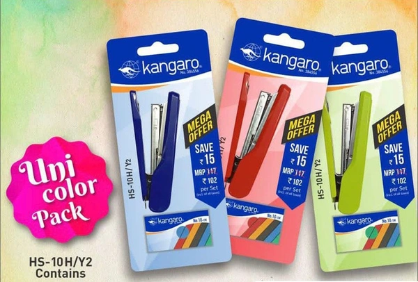 Kangaro HS-10H/Y2 Stapler and Staples Pack - Assorted