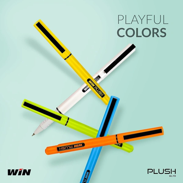 WIN Plush Ball Pens  0.7mm Tip - Assorted, Pack of 10, Blue