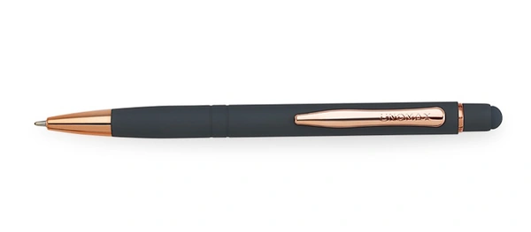Unomax Soft Touch Stylus Premium Metal Body Ball Point Pen - Silver Gray, Blue