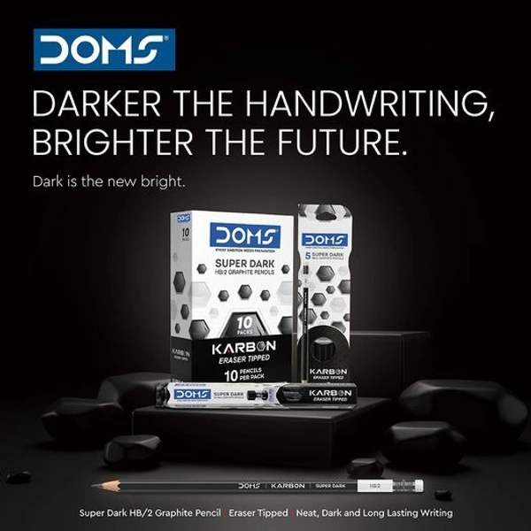 DOMS Karbon Eraser Tipped Super Dark Pencil