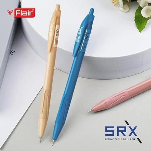 Flair Srx Retractable Ball Pen | Tip Size 0.7 mm - Assorted, Pack of 50 Pic. (Blue 40, Black 10.)