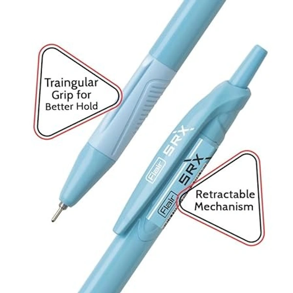 Flair Srx Retractable Ball Pen | Tip Size 0.7 mm - Assorted, Pack of 50 Pic. (Blue 40, Black 10.)