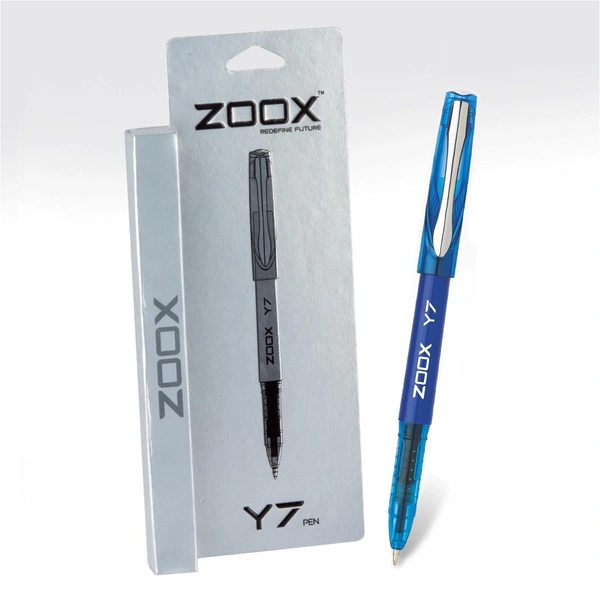 Zoox Y7 Ball Pen | Sturdy Body With Elegant Metal Clip | Dotted Texture - Blue