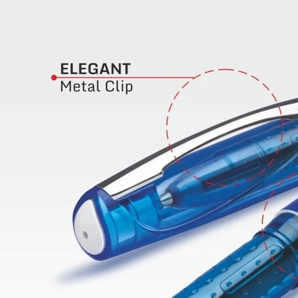 Zoox Y7 Ball Pen | Sturdy Body With Elegant Metal Clip | Dotted Texture - Blue