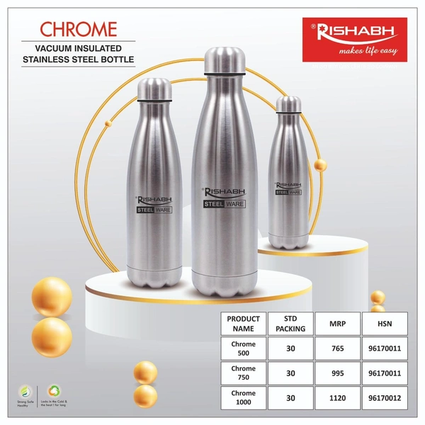 Rishab Thermosteel Hot And Cold Water Bottle 750 - 750ml Approx, Stainless Steel