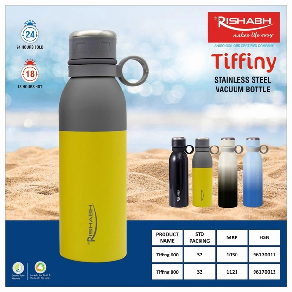 Rishab Tiffiny 800 Thermosteel Hot & Cold Water Bottle - 750ml. Approx, Assorted