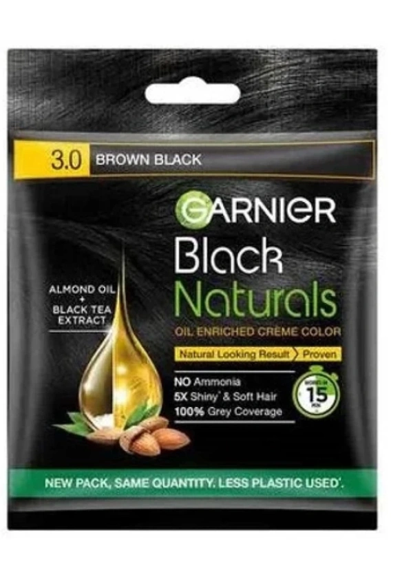 GARNIER Black NaturalsALMOND OIL + BLACK TEA EXTRACTOIL ENRICHED CRÈME COLOR