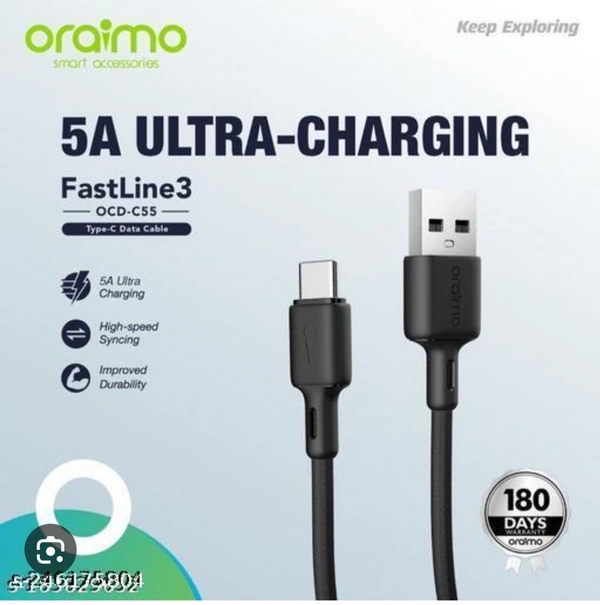 Oraimo OCD -C55 Type -C 1metre Data Cable - Black