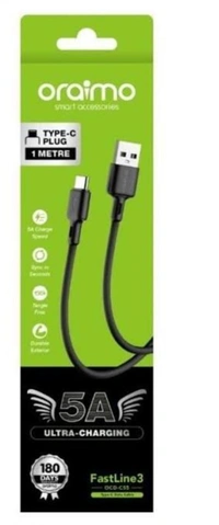 Oraimo OCD -C55 Type -C 1metre Data Cable - Black