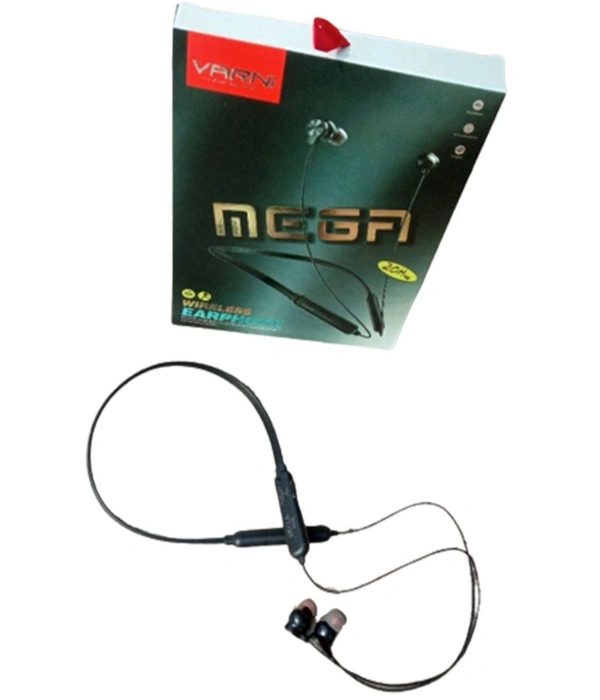 Varni Mega B01 VARNI Mega Wireless in-Ear Bluetooth Neckband with Up to 20 Hours Playback, Integrated Control, in-Line Microphone, Flexible, Lightweight, 3D - Black