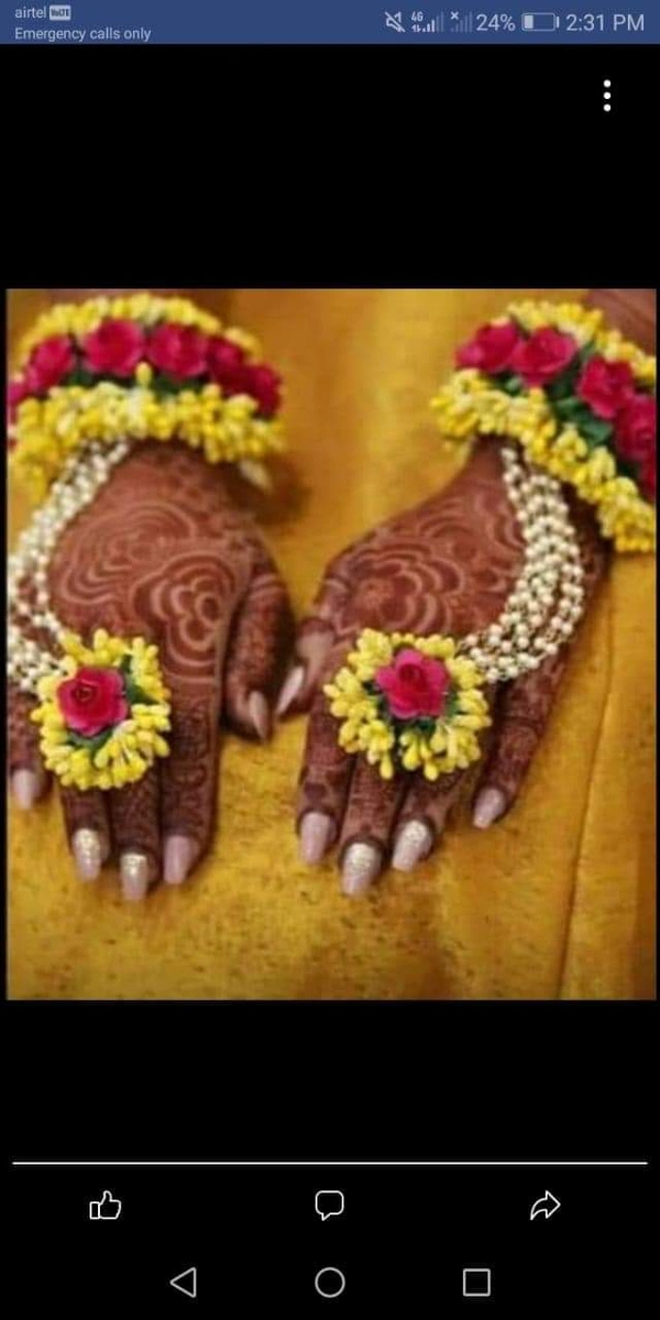 Floral Haathphool - Yellow Red