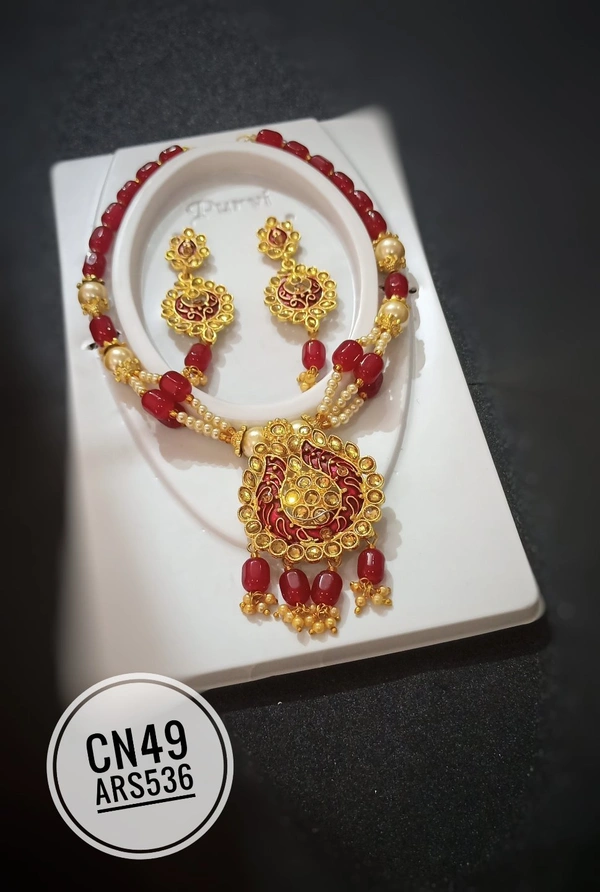 Krafter BEADS Matt Pendant Set - Mahroon