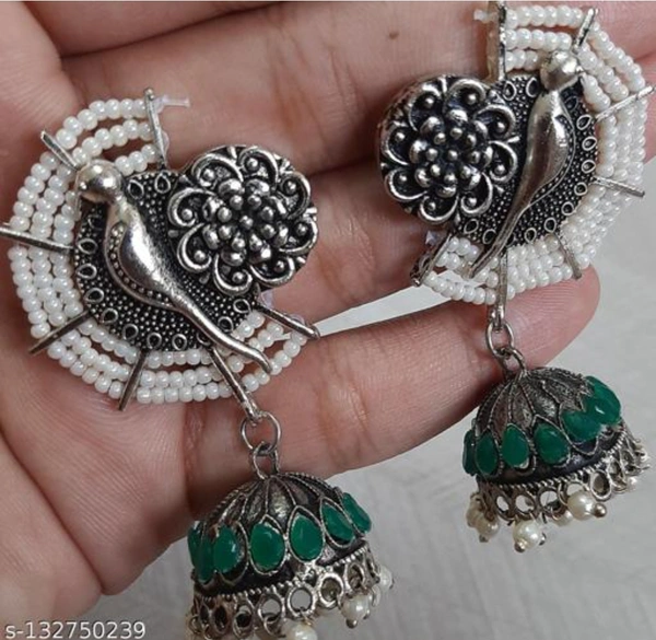 Peacock Earring Afg03 - Black