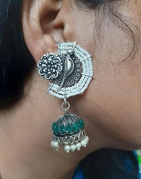 Peacock Earring Afg03 - Black