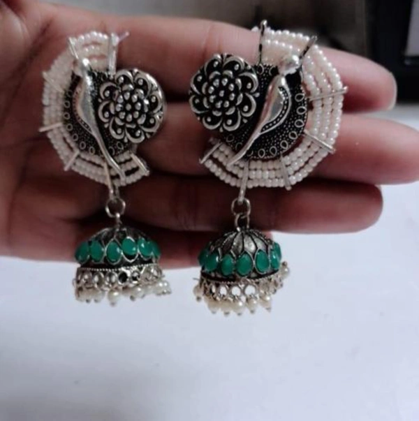 Peacock Earring Afg03 - Black