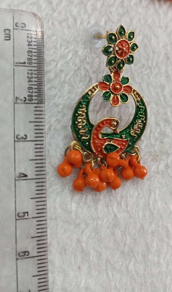 Peacock Earring Smer1 - Orange Green